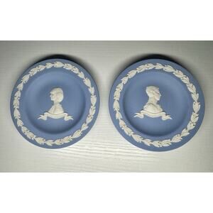 Wedgewood Jasperware Blue Royal Wedding Princess Diana Prince Charles Plate Set